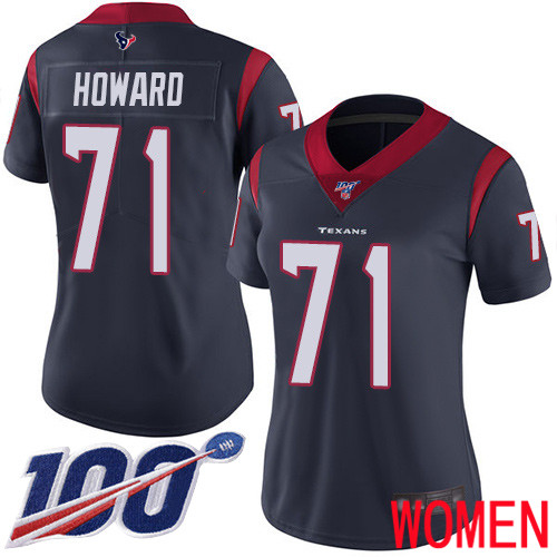 Houston Texans Limited Navy Blue Women Tytus Howard Home Jersey NFL Football #71 100th Season Vapor Untouchable
